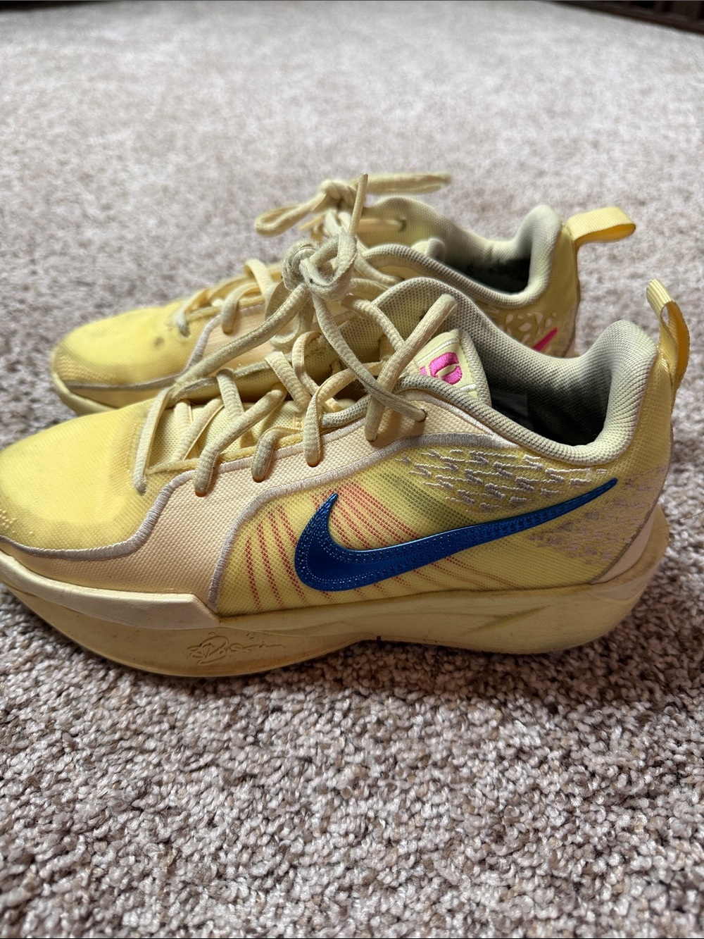 Nike Kids Yellow Sneakers with Blue Swoosh